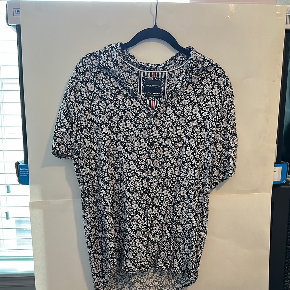 Tommy Hilfiger Black and White Floral Blouse